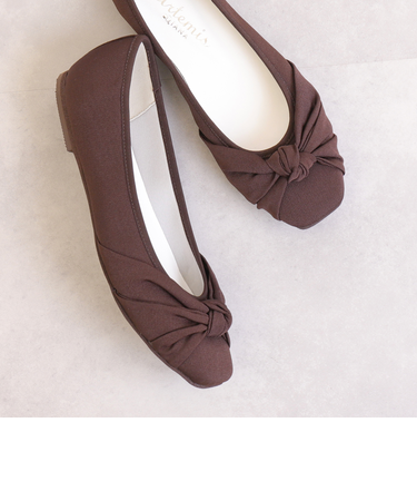 【片足110g】超軽量 ドレープリボンフラットシューズ