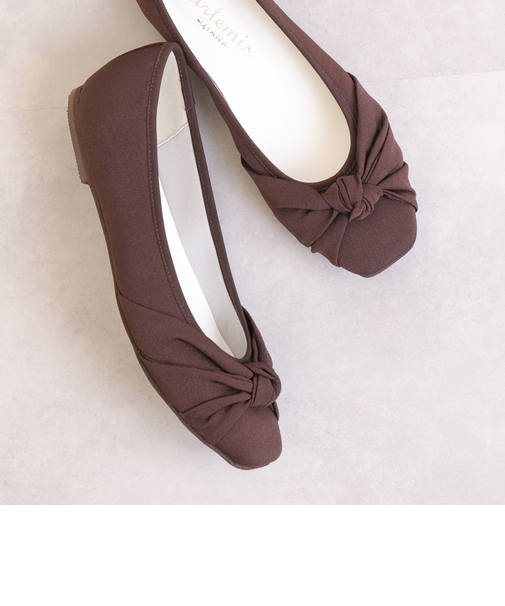 【片足110g】超軽量 ドレープリボンフラットシューズ