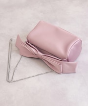 チェーンストラップ付属　2WAYリボンハンドルサテンバッグ