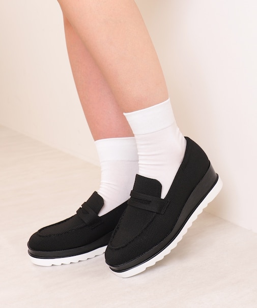 【ニット素材】厚底コインローファー