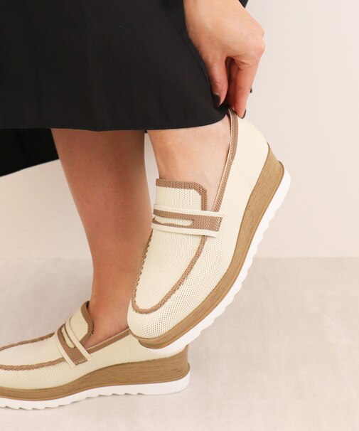 【ニット素材】厚底コインローファー