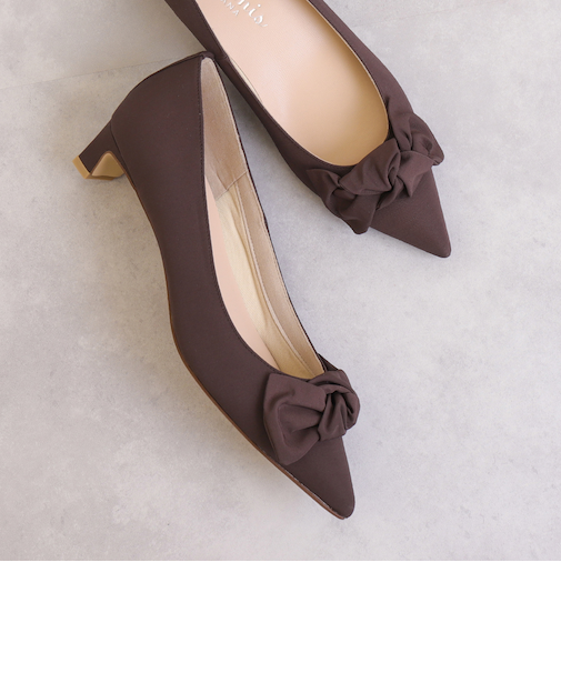 ビッグリボン　ポインテッドトゥパンプス