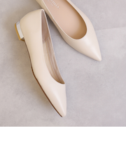 メタリックヒールポインテッドトゥフラットパンプス