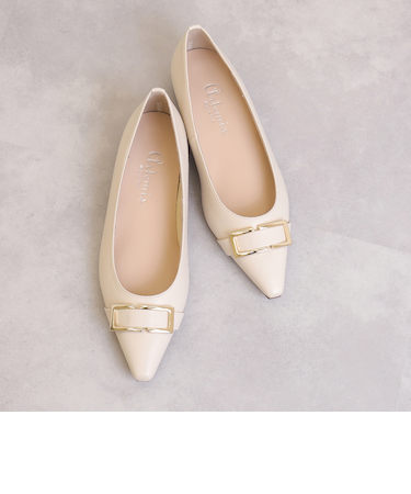 スクエアバックルフラットパンプス