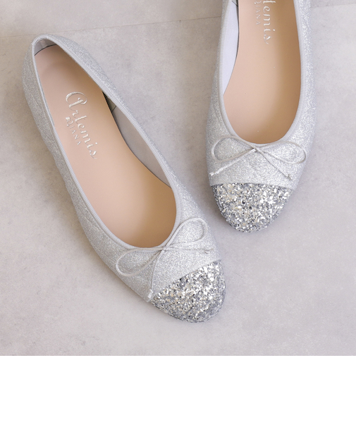 グリッターキルティングバレエシューズ