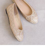 グリッターキルティングバレエシューズ