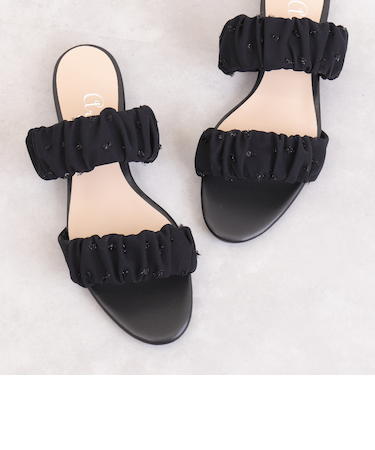 ダブルストラップフラットミュールサンダル