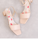 いちご柄中敷き チャンキーヒールストラップサンダル