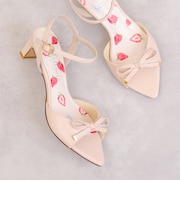 いちご柄中敷き リボンサンダル