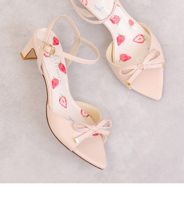 いちご柄中敷き リボンサンダル