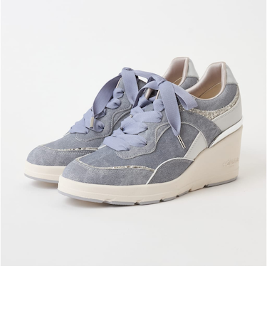 【6cmヒールアップ】ビジュー付きリボンスニーカー