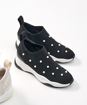 【軽量・撥水加工】パールデザイン ニットソックススニーカー