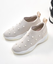 【軽量・撥水加工】パールデザイン ニットソックススニーカー
