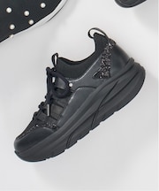 【軽量・撥水加工】ビジュー付きニットコンビスニーカー