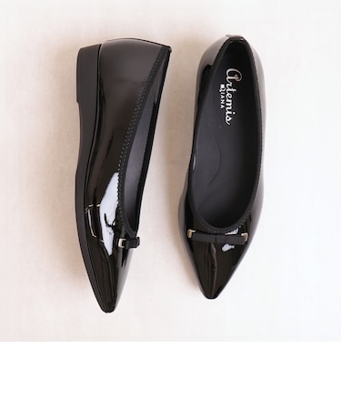 リボンモチーフ　ポインテッドトゥバレエパンプス