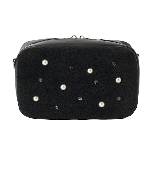 パール×ラインストーン　ボアショルダーバッグ