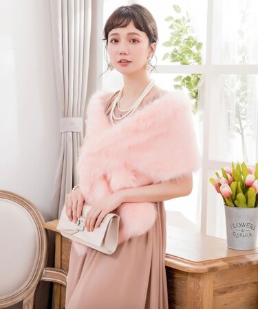 フェイクファー大判パーティーショール