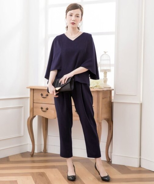 ケープ風デザインセットアップドレス