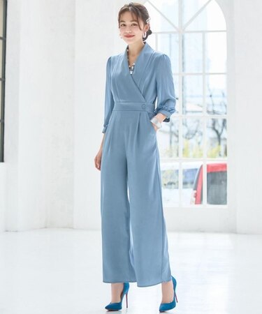  ジャンプスーツ パンツドレス シフォン S M L パーティー 結婚式