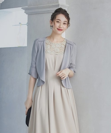 フリルシフォン風ボレロパーティードレス