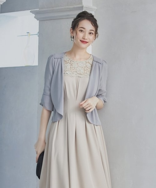 フリルシフォン風ボレロパーティードレス