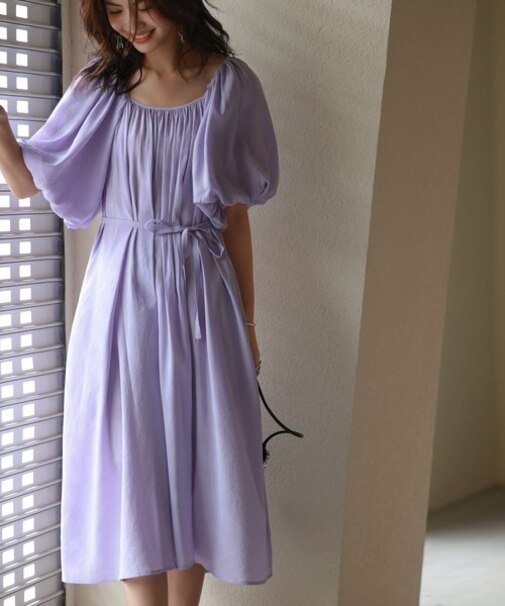 バルーンスリーブスモックワンピース