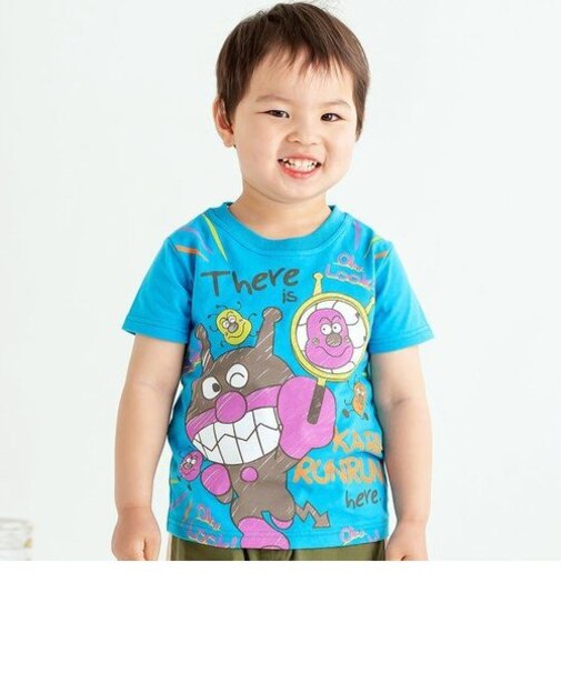 ばいきんまん　虫めがね柄半袖Tシャツ