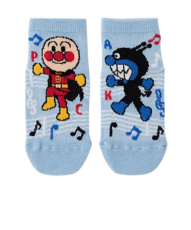 音符柄ショートメッシュソックス　アンパンマン×ばいきんまん