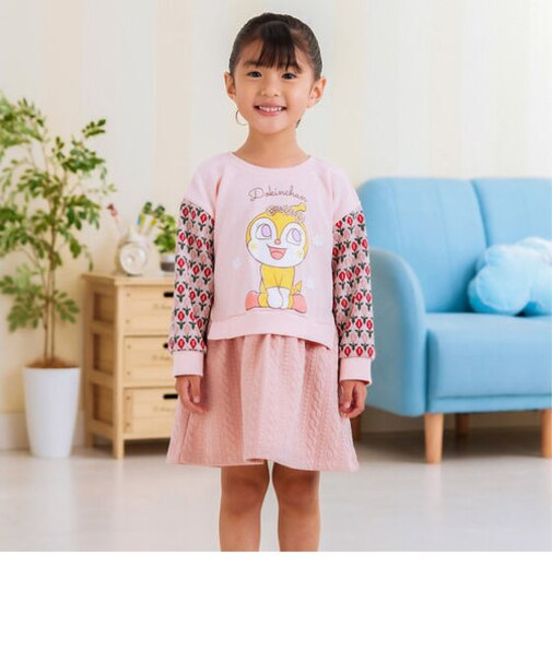 ドキンちゃん コキンちゃん袖花柄ワンピース