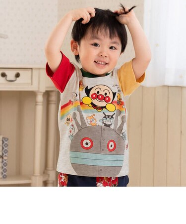 アンパンマン刺繍集合柄半袖Tシャツ