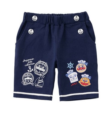 アンパンマンしょくぱんまんカレーパンマン刺繍マリンパンツ