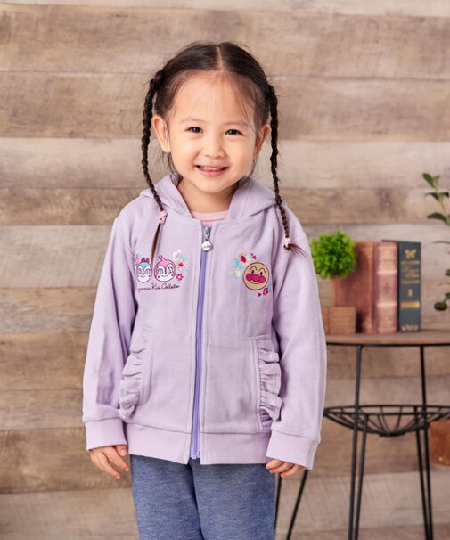 お花柄刺繍ジップアップパーカー