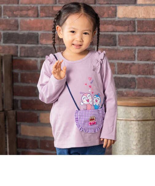 ポシェットアップリケ長袖Tシャツ