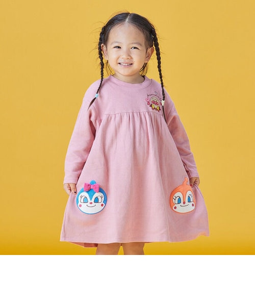 【美品】アンパンマン　ワンピース　80 ドキンちゃん　コキンちゃん ドキンちゃんコキンちゃんアップリケワンピース｜アンパンマンキッズ