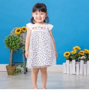 花柄切替チュールワンピース