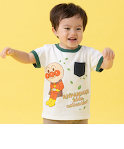 アンパンマン ばいきんまんリーフ柄ポケットTシャツ