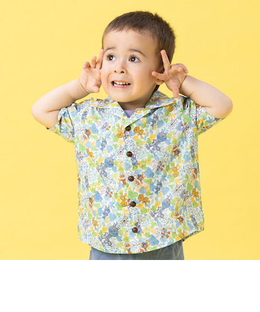 リーフ総柄オープンカラーシャツ