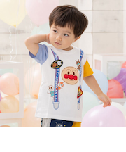 サスペンダー柄アップリケTシャツ