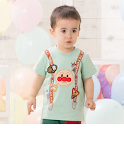 サスペンダー柄アップリケTシャツ