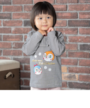 襟フリルお顔アップリケ長袖Tシャツ