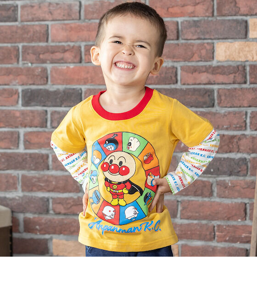 袖取り外し刺繍アンパンマン横顔長袖Tシャツ｜アンパンマン
