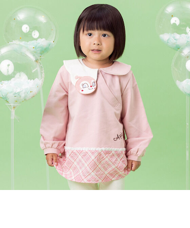 襟お顔アップリケプルオーバー