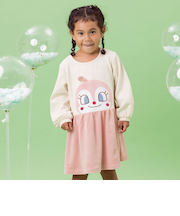 お顔アップリケベロアワンピース