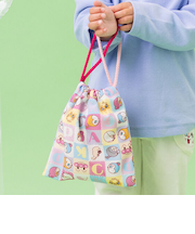 ブロック総柄コップ巾着