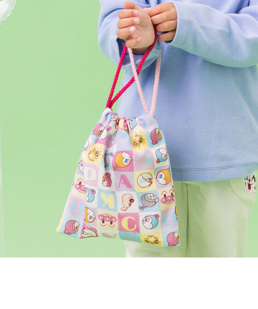 ブロック総柄コップ巾着