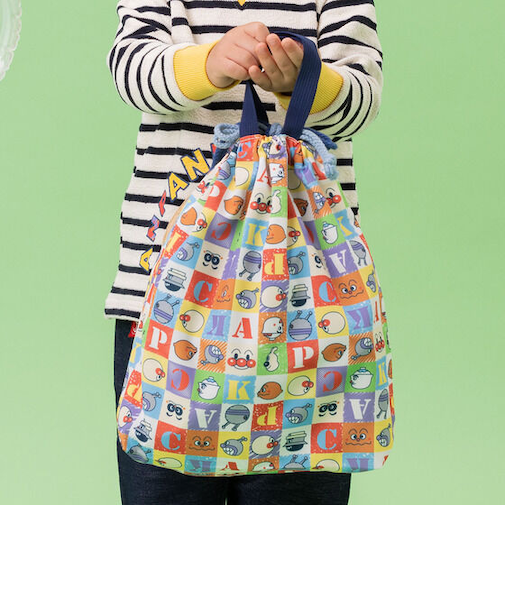 ブロック総柄お着替え巾着