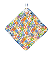 ブロック総柄ループ付きタオル