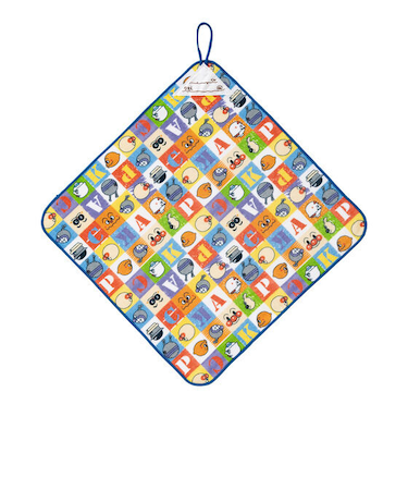 ブロック総柄ループ付きタオル