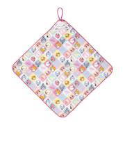 ブロック総柄ループ付きタオル