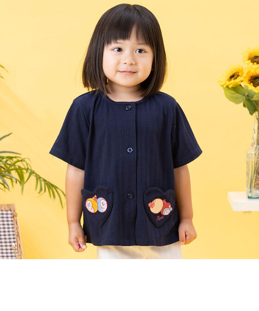 ハートポケット半袖カーディガン